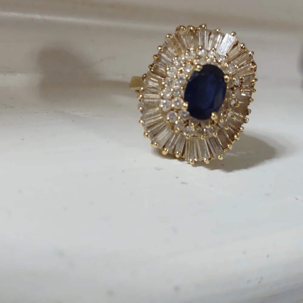 Levian 14kt yellow gold diamond blue sapphire ring - Picture 7 of 13